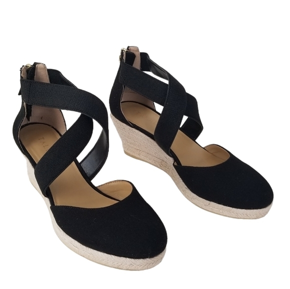 Talbots Lyndsay Espadrille Wedges Black Size 6.5 - Picture 1 of 13